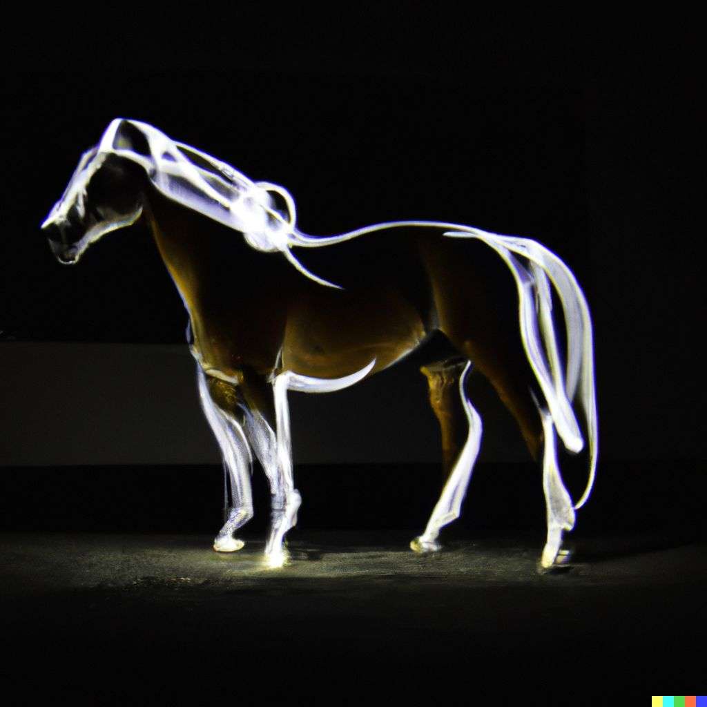 a horse, light painting
